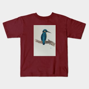 Blue Kingfisher - bird art Kids T-Shirt